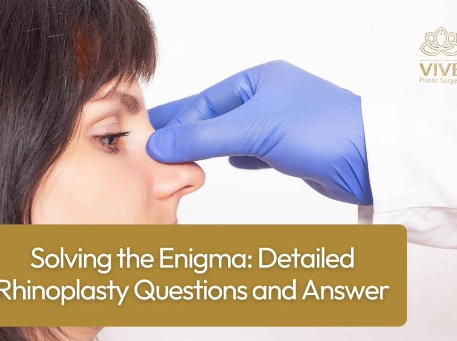 Female patient having nose evaluated by plastic surgeon before rhinoplasty at Vive Plastic Surgery in Tijuana