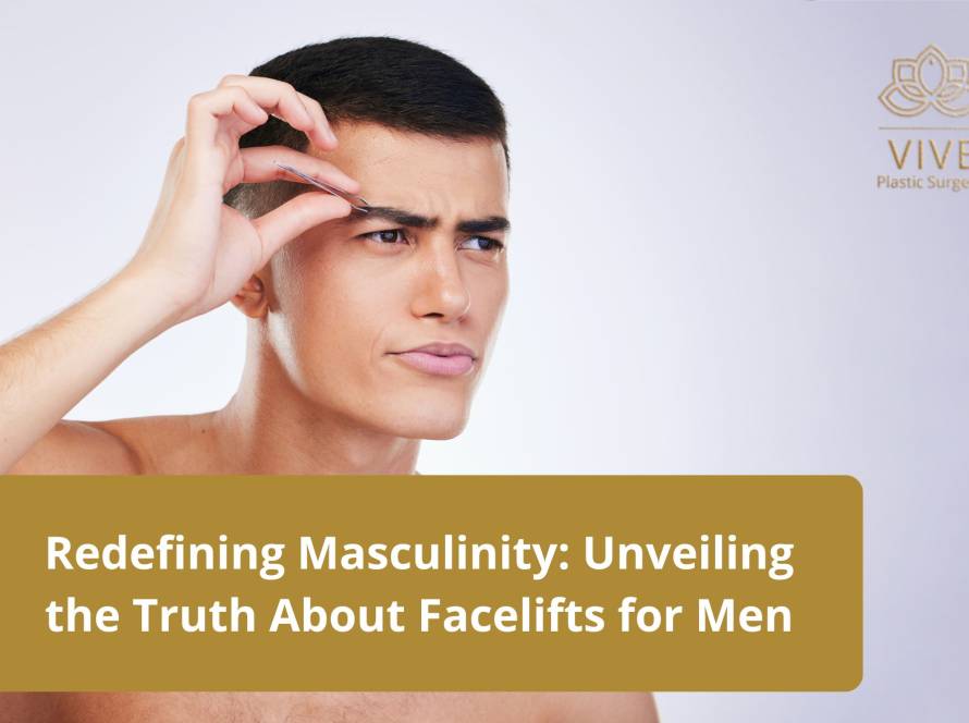 Young man checking facial lines, exploring facelift options for men at Vive Plastic Surgery in Tijuana