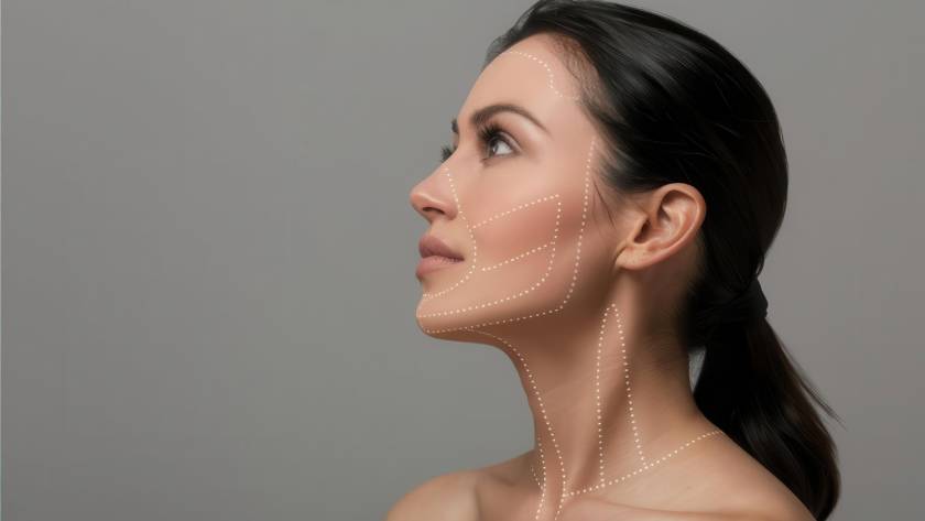 Woman with facial contour lines before plastic surgery in Tijuana