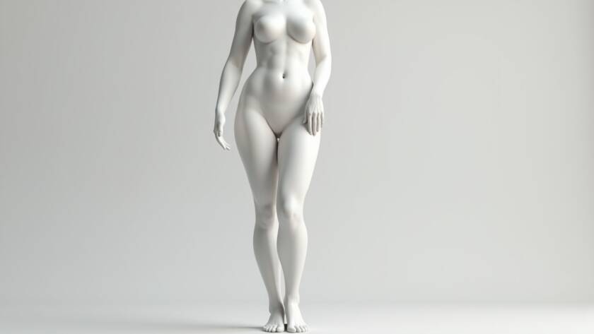 Artistic full-body sculpture of a female figure with smooth curves and defined body proportions.