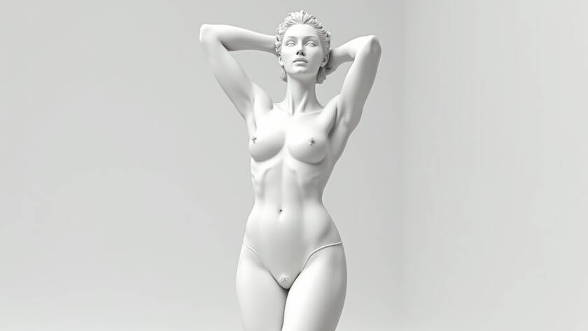 artistic female body sculpture used as aesthetic reference for body contouring, breast enhancement and tummy procedures in Tijuana